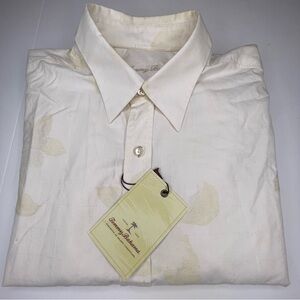 NWT TOMMY BAHAMA Ivory Jacquard Floral Tonal Hawaiian Button Down LS Shirt